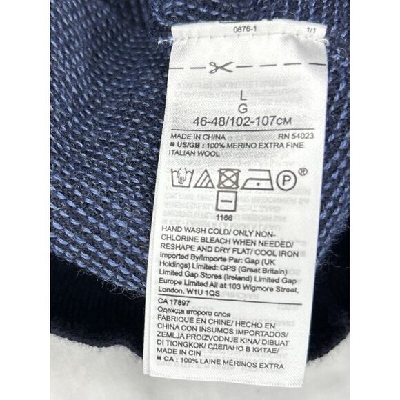 BANANA REPUBLIC Sweater Mens Large Blue 100% Merino Wool Italian Yarn By Baruffa - Picture 7 of 11